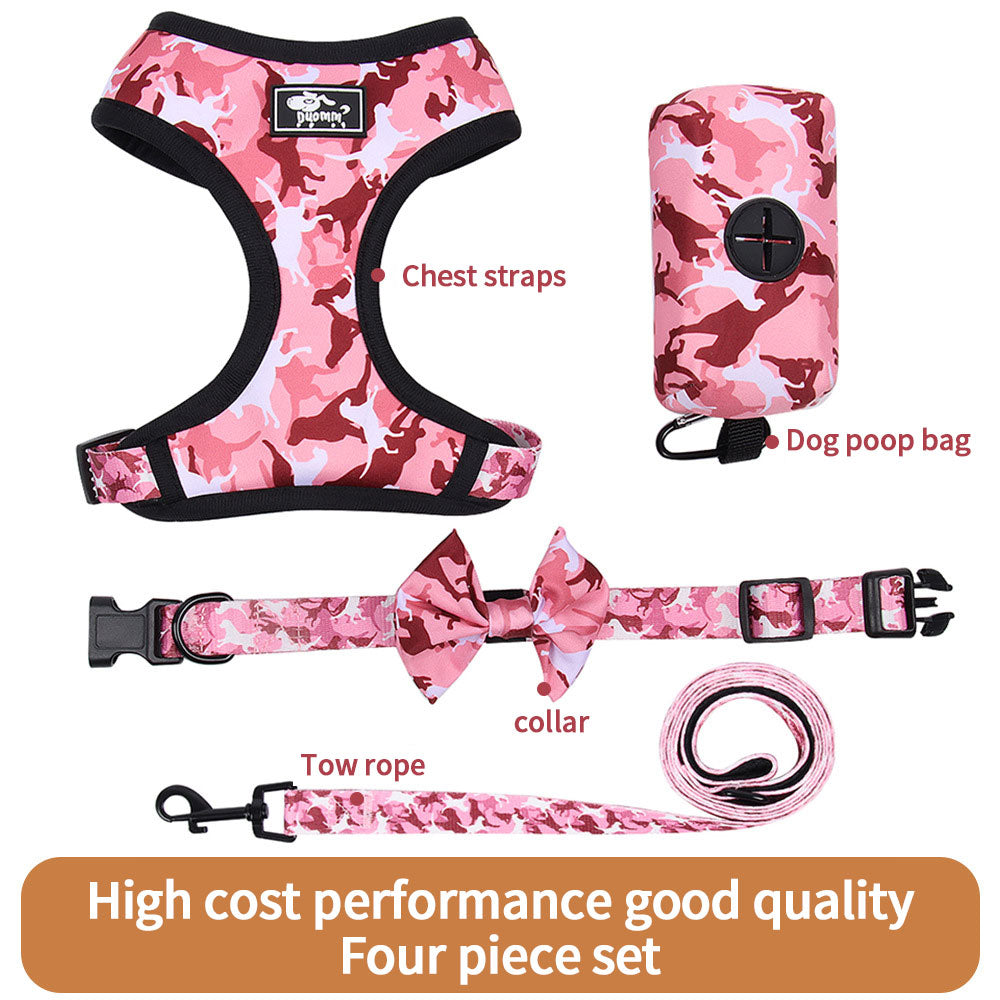 4-Piece Camouflage Dog Harness & Leash Set