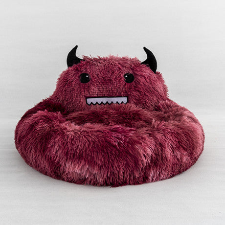 Cute Monster Calming Dog Bed – Soft Plush Cozy Nest