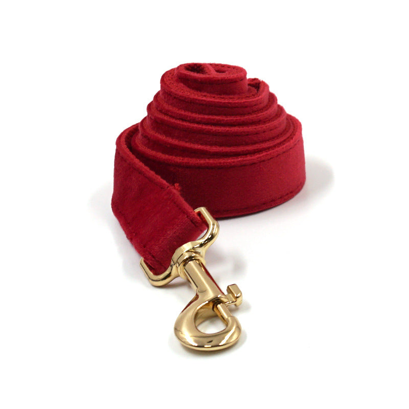 Luxury Red Velvet Dog Collar & Leash Set