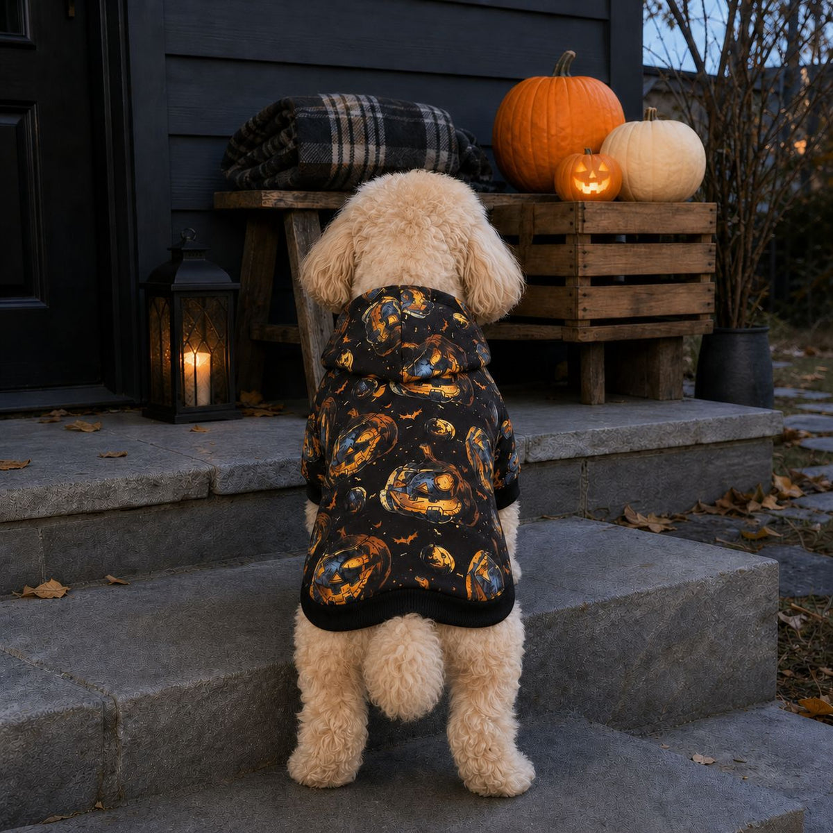 Pumpkin Print Halloween Hoodie for Dogs