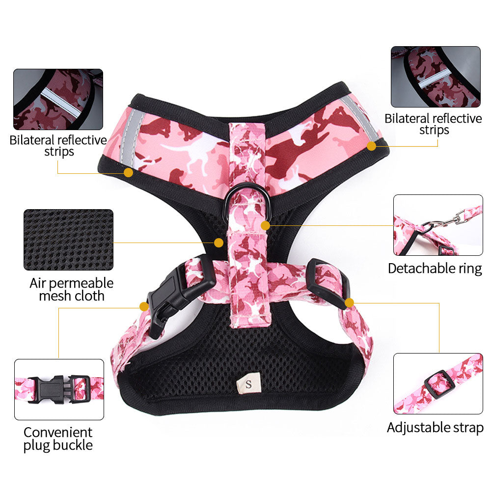 4-Piece Camouflage Dog Harness & Leash Set