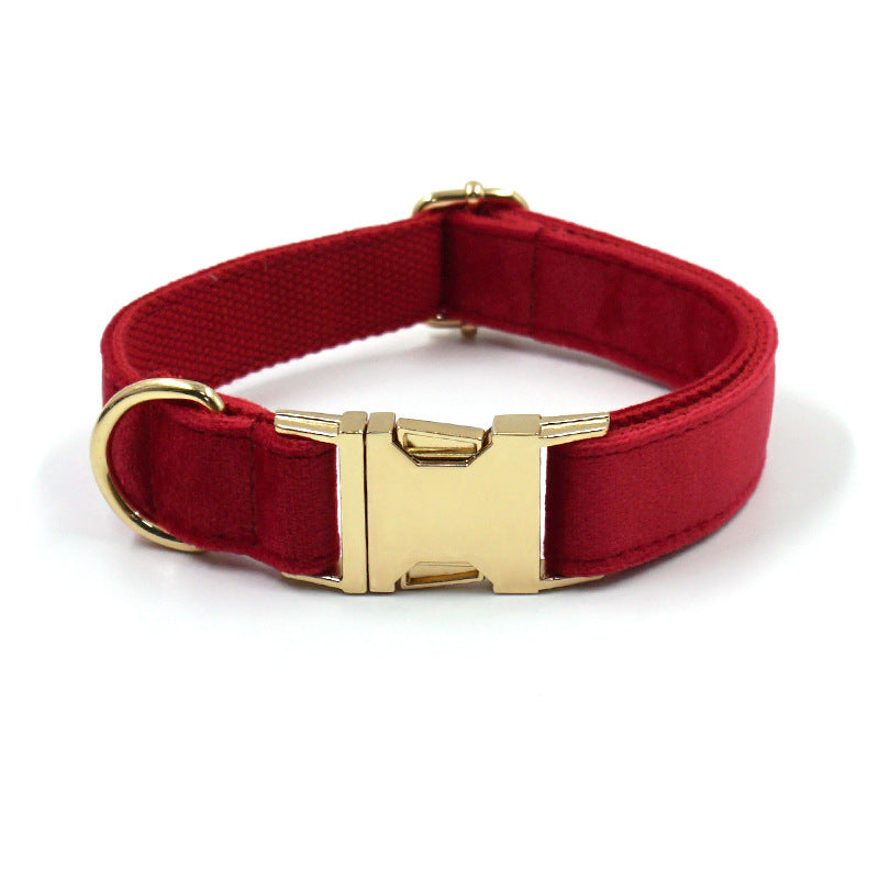Luxury Red Velvet Dog Collar & Leash Set