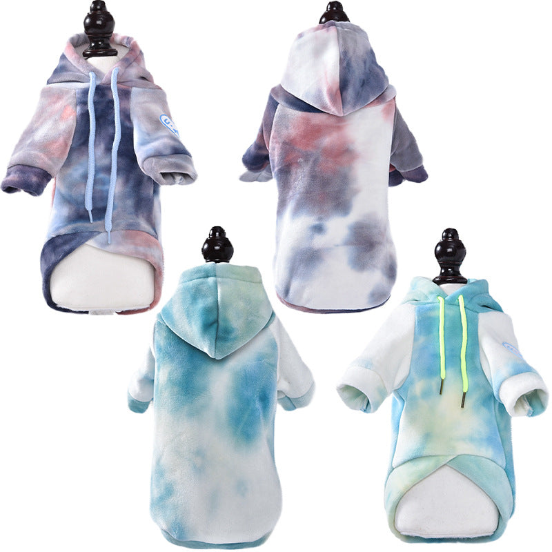 Cozy Tie-Dye Plush Dog Hoodie