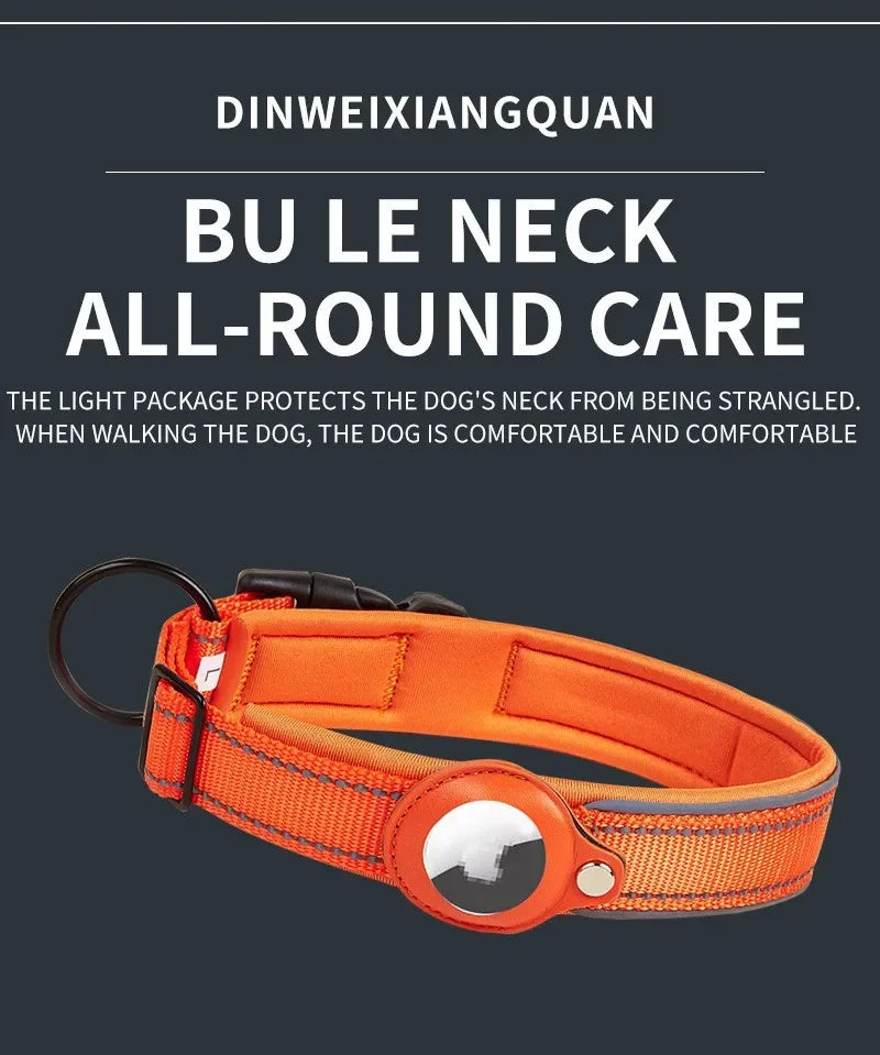 Reflective Dog Collar with Hidden AirTag Holder