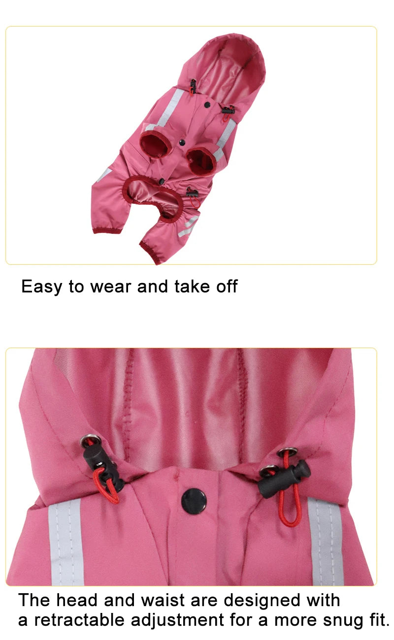 Reflective Waterproof Dog Raincoat with Hood