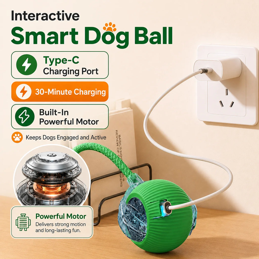 Smart Rolling Dog Ball - Rechargeable Interactive Toy