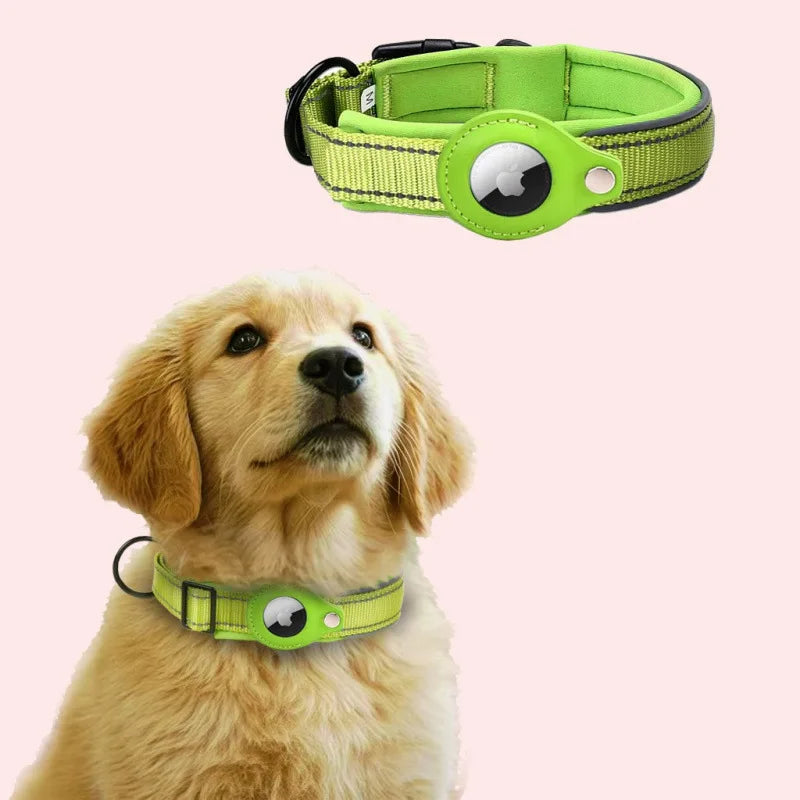 Reflective Dog Collar with Hidden AirTag Holder