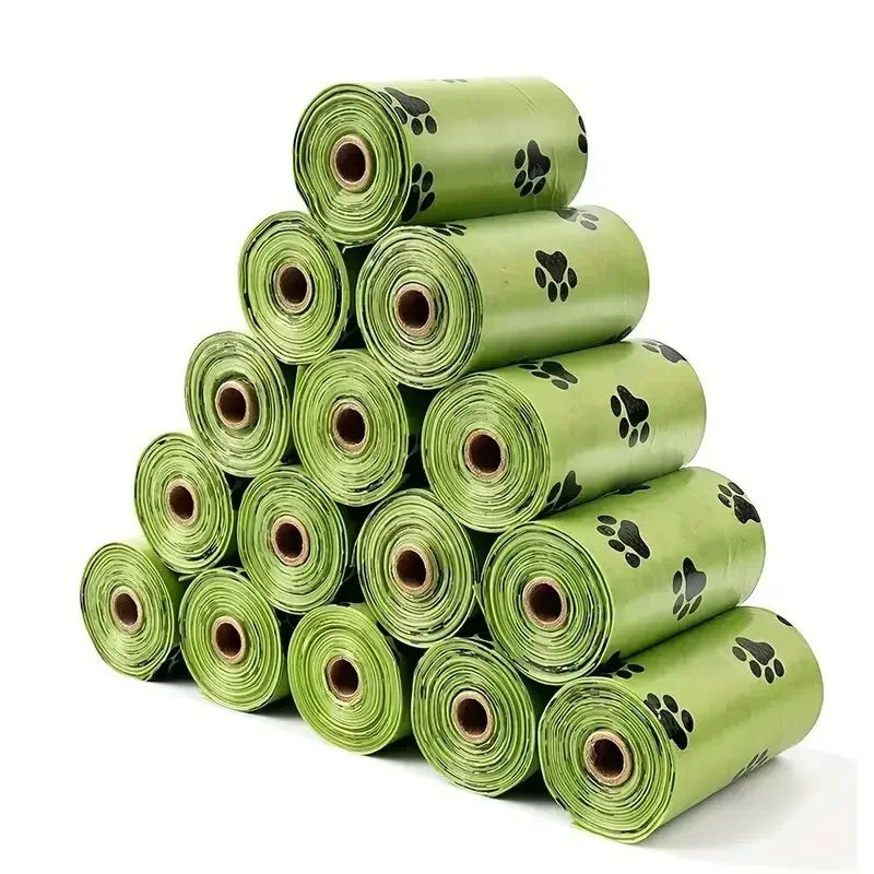 Dog Poop Bags – Green Paw Print Refill Rolls