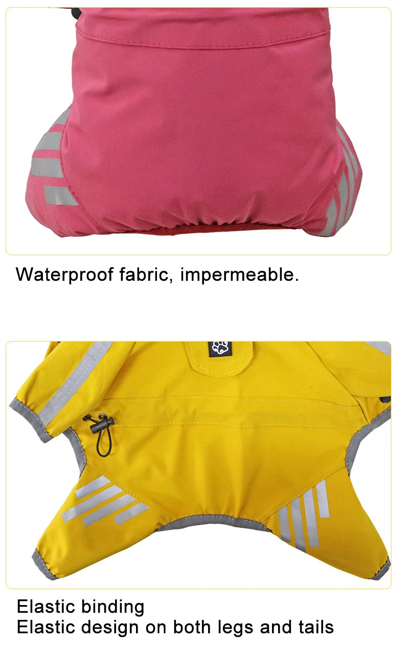 Reflective Waterproof Dog Raincoat with Hood