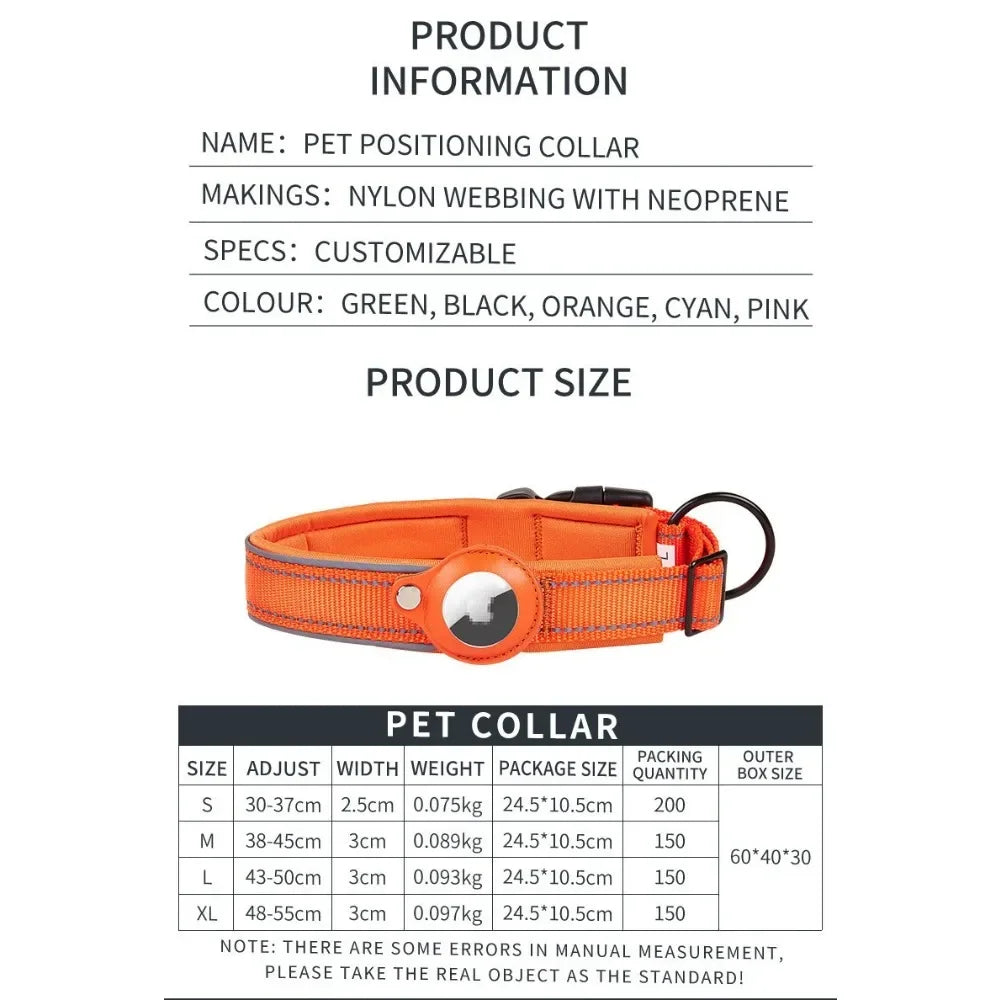 Reflective Dog Collar with Hidden AirTag Holder