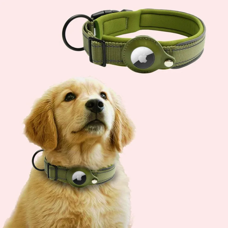 Reflective Dog Collar with Hidden AirTag Holder