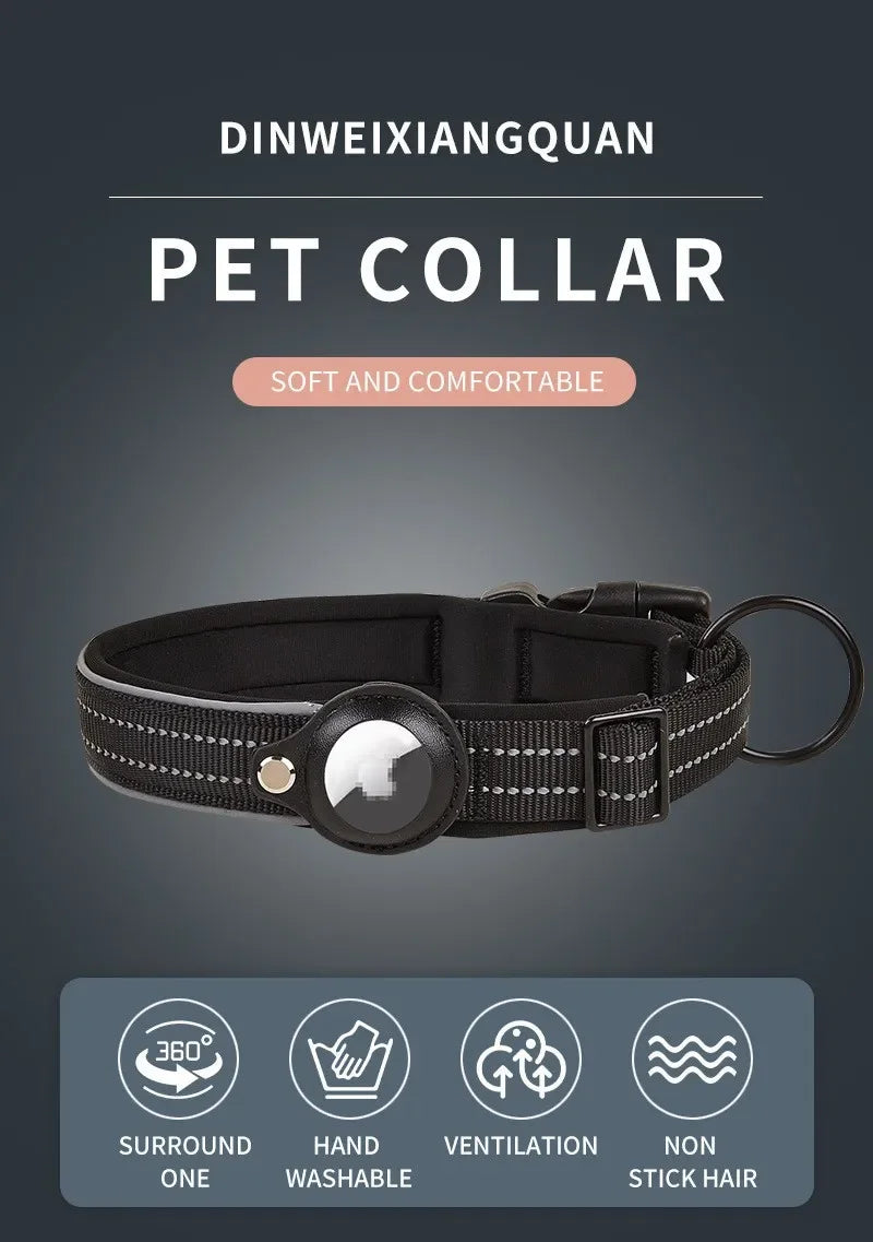 Reflective Dog Collar with Hidden AirTag Holder