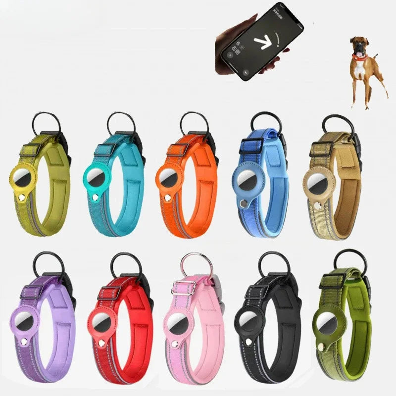 Reflective Dog Collar with Hidden AirTag Holder