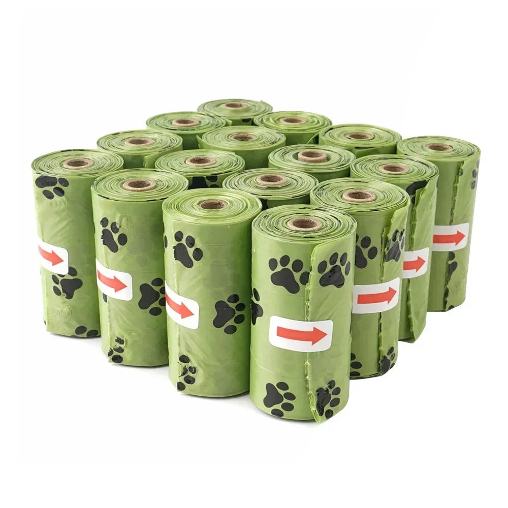 Dog Poop Bags – Green Paw Print Refill Rolls